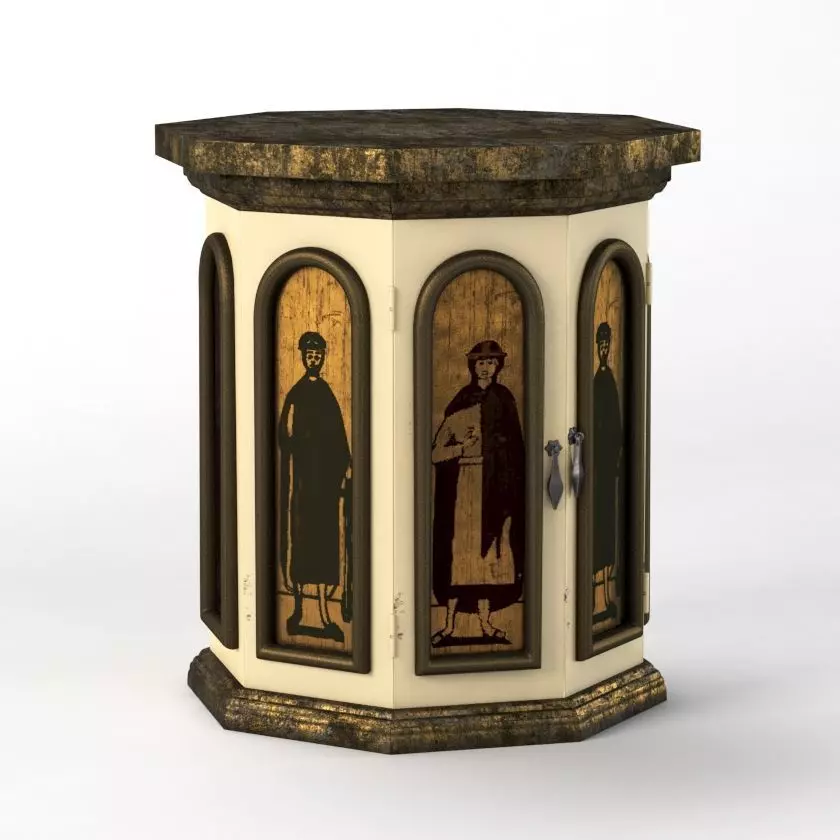 Octagon Drum Side Table Cabinet 3D model_0