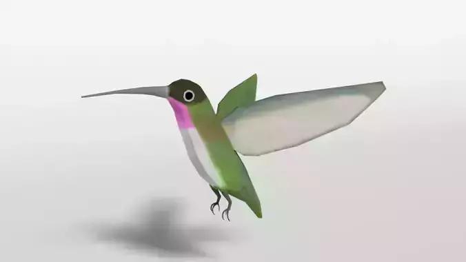 Low Poly Cartoon Hummingbird Low-poly 3D model