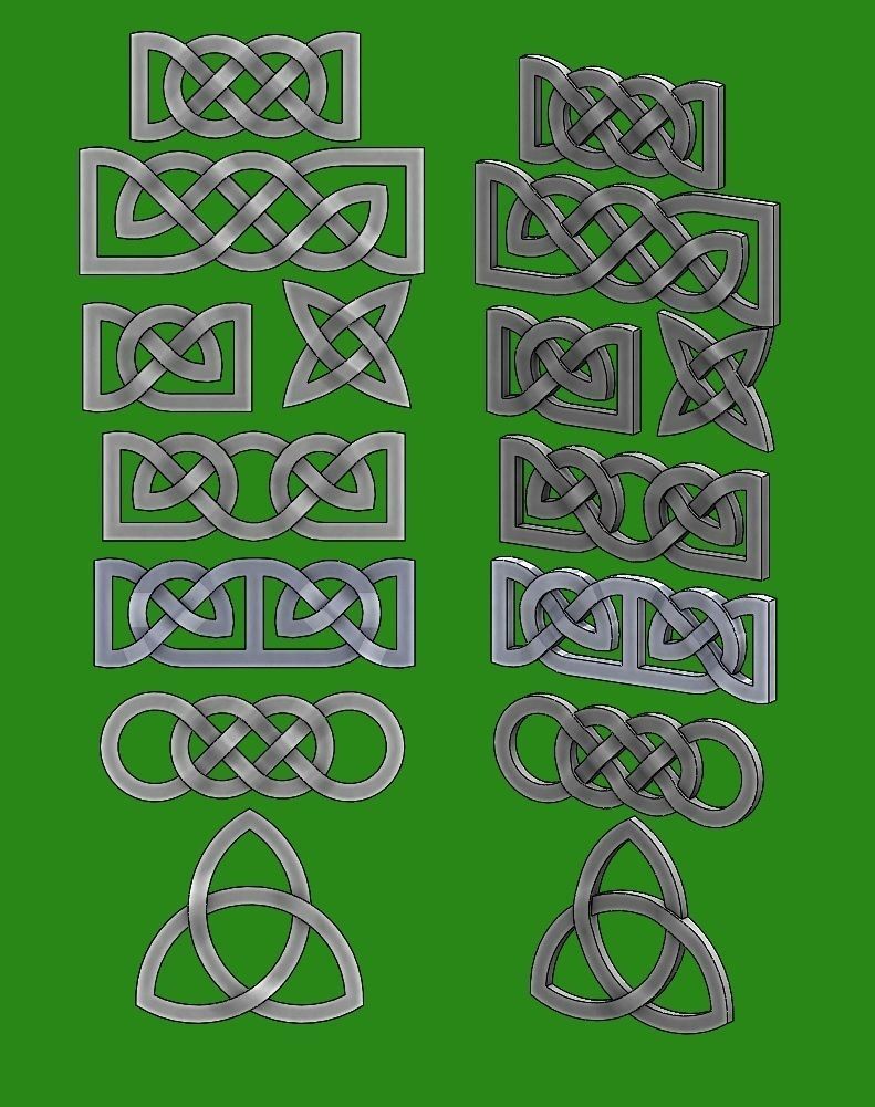 Collection of basic celtic knots ornaments 3D print model_15