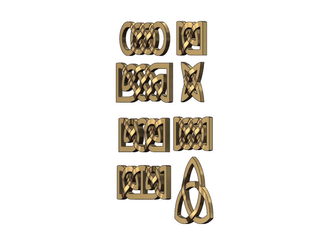 Collection of basic celtic knots ornaments 3D print model_3