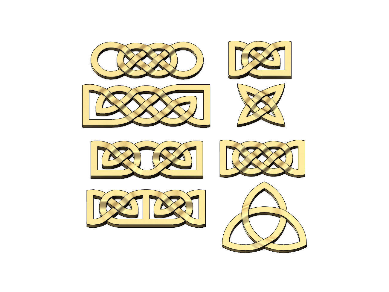 Collection of basic celtic knots ornaments 3D print model_2