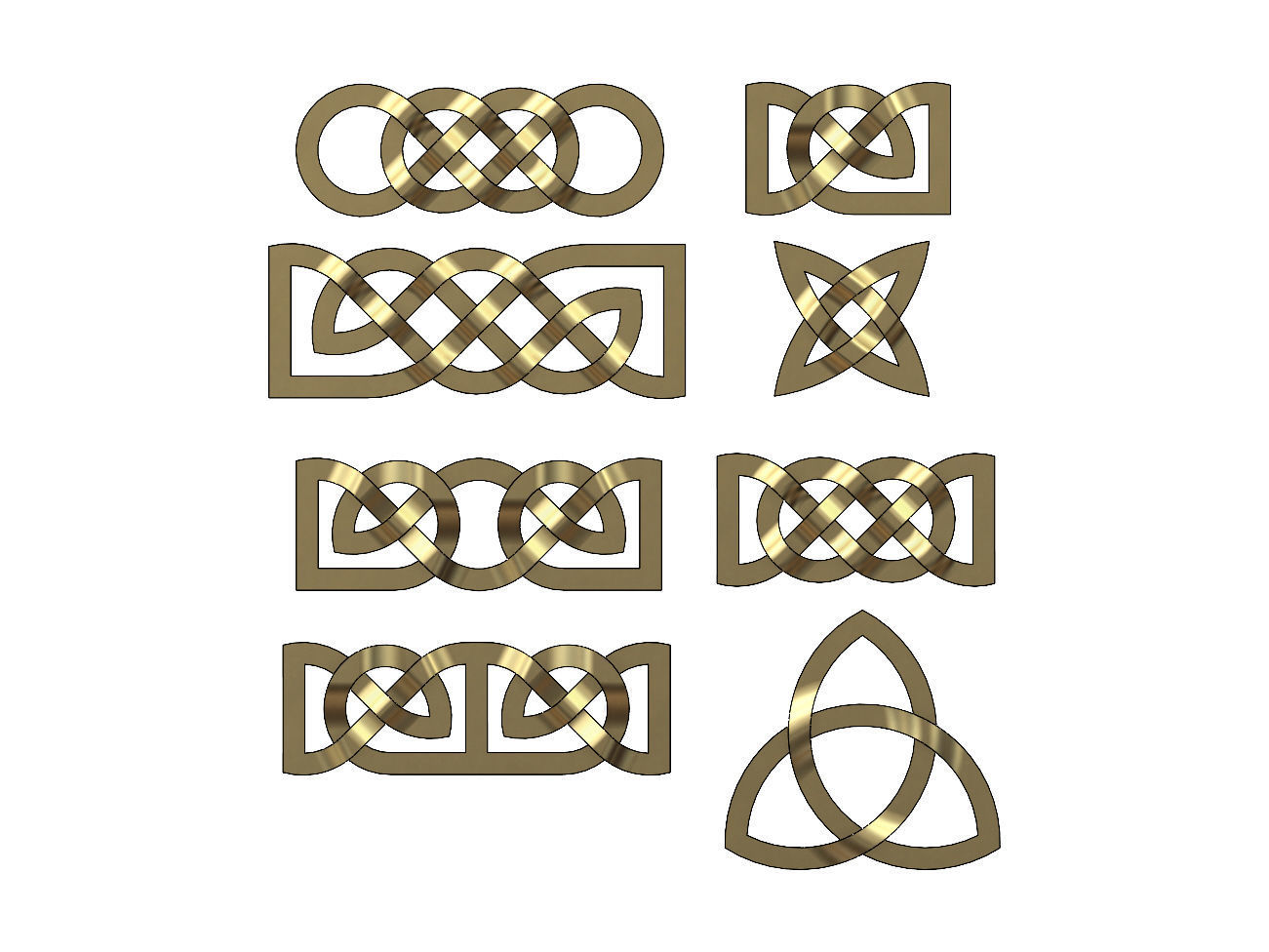 Collection of basic celtic knots ornaments 3D print model_1