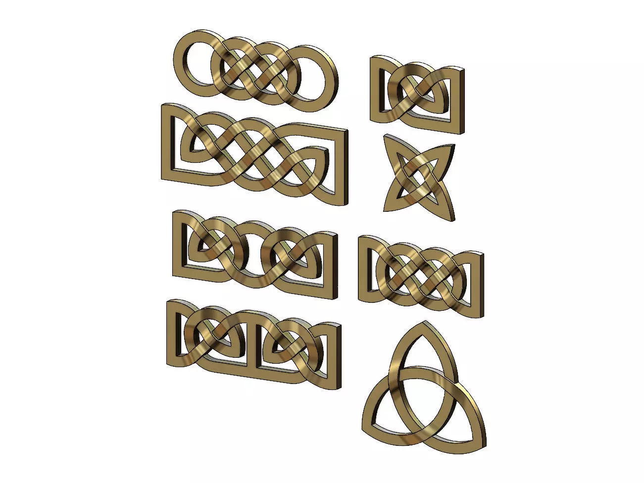 Collection of basic celtic knots ornaments 3D print model_0
