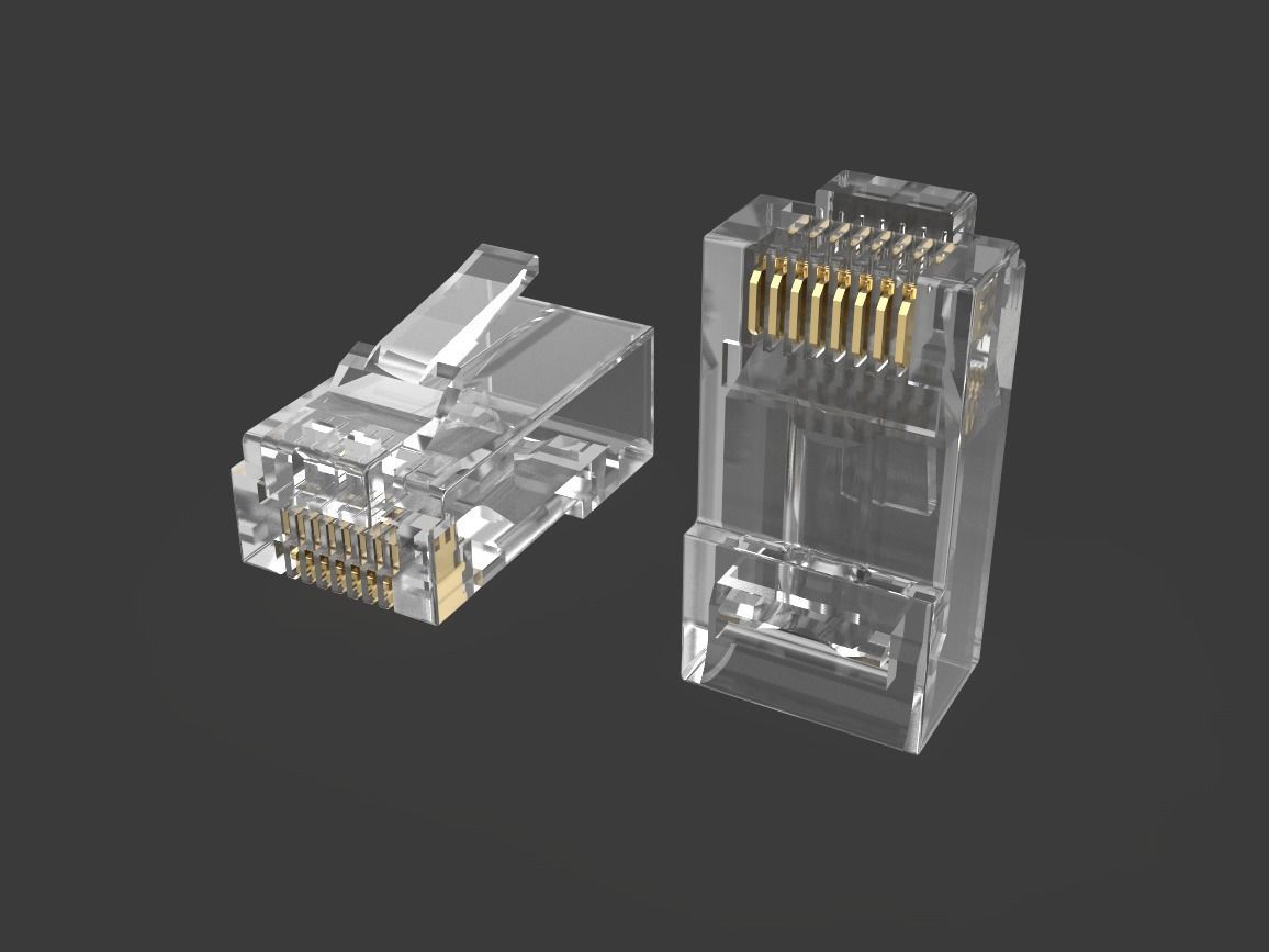 RJ45 Ethernet Connector with Wires 3D model_12