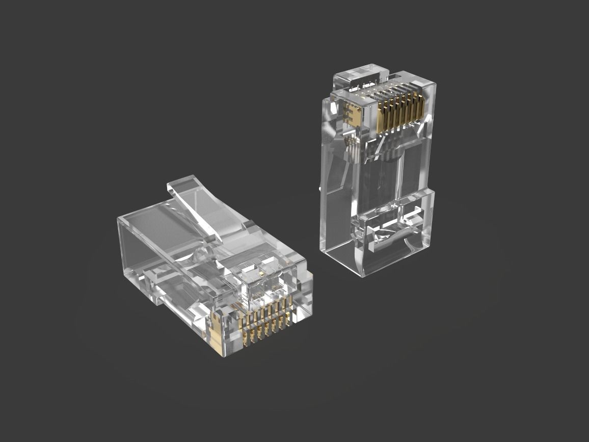 RJ45 Ethernet Connector with Wires 3D model_13
