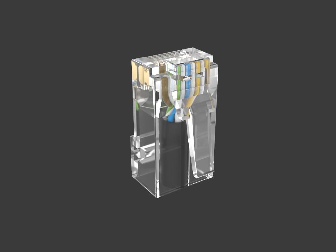 RJ45 Ethernet Connector with Wires 3D model_8
