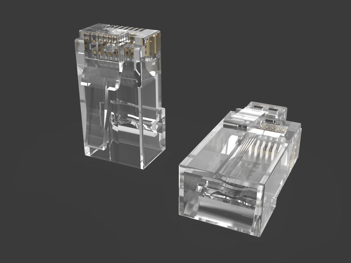 RJ45 Ethernet Connector with Wires 3D model_14