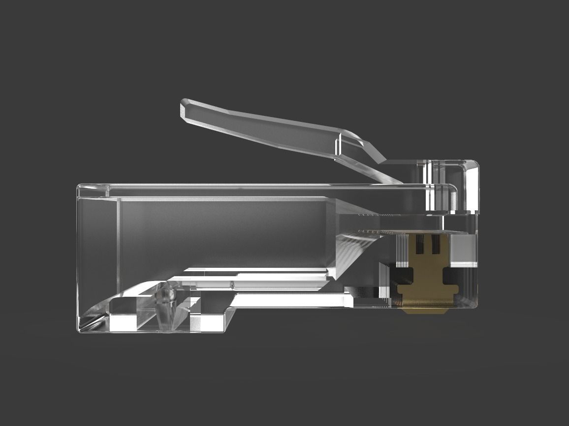 RJ45 Ethernet Connector with Wires 3D model_10
