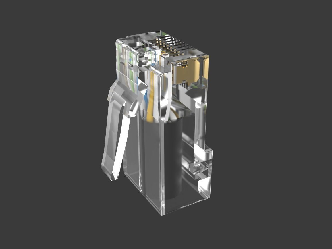 RJ45 Ethernet Connector with Wires 3D model_7