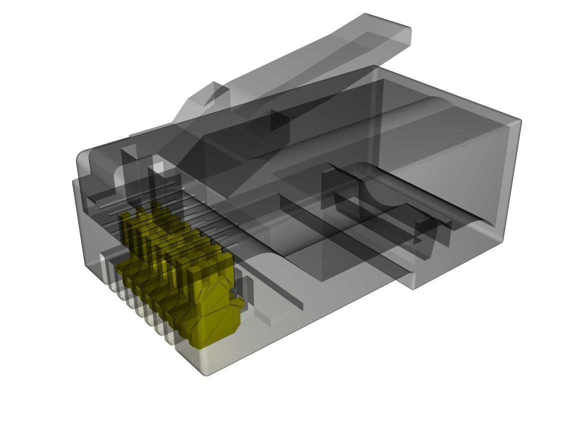 RJ45 Ethernet Connector with Wires 3D model_11