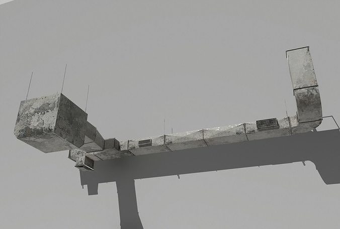 Old Air ducts modular ventilation system Low-poly 3D model