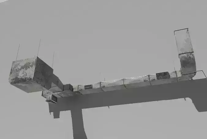 Old Air ducts modular ventilation system Low-poly 3D model