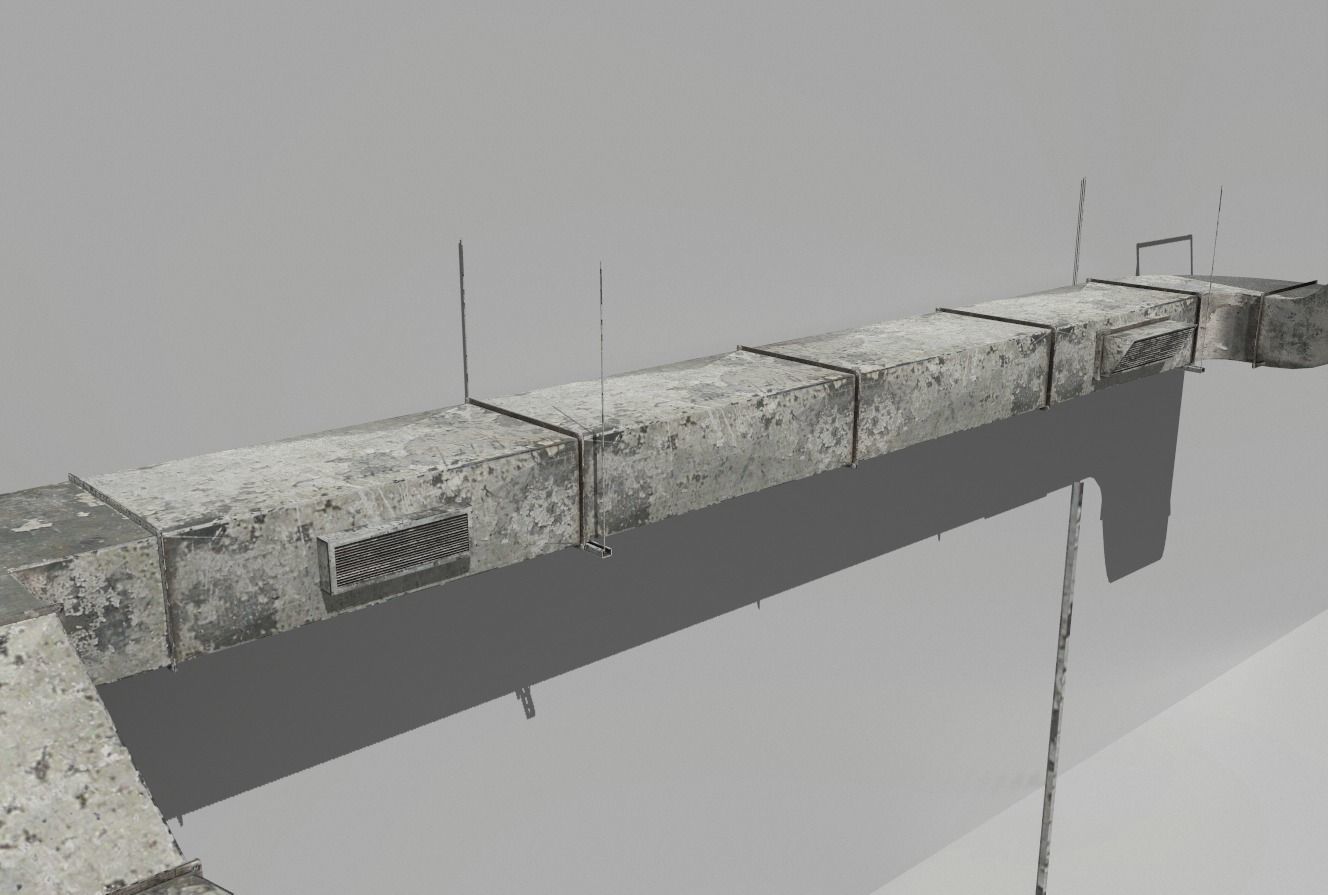 Old Air ducts modular ventilation system Low-poly 3D model_3
