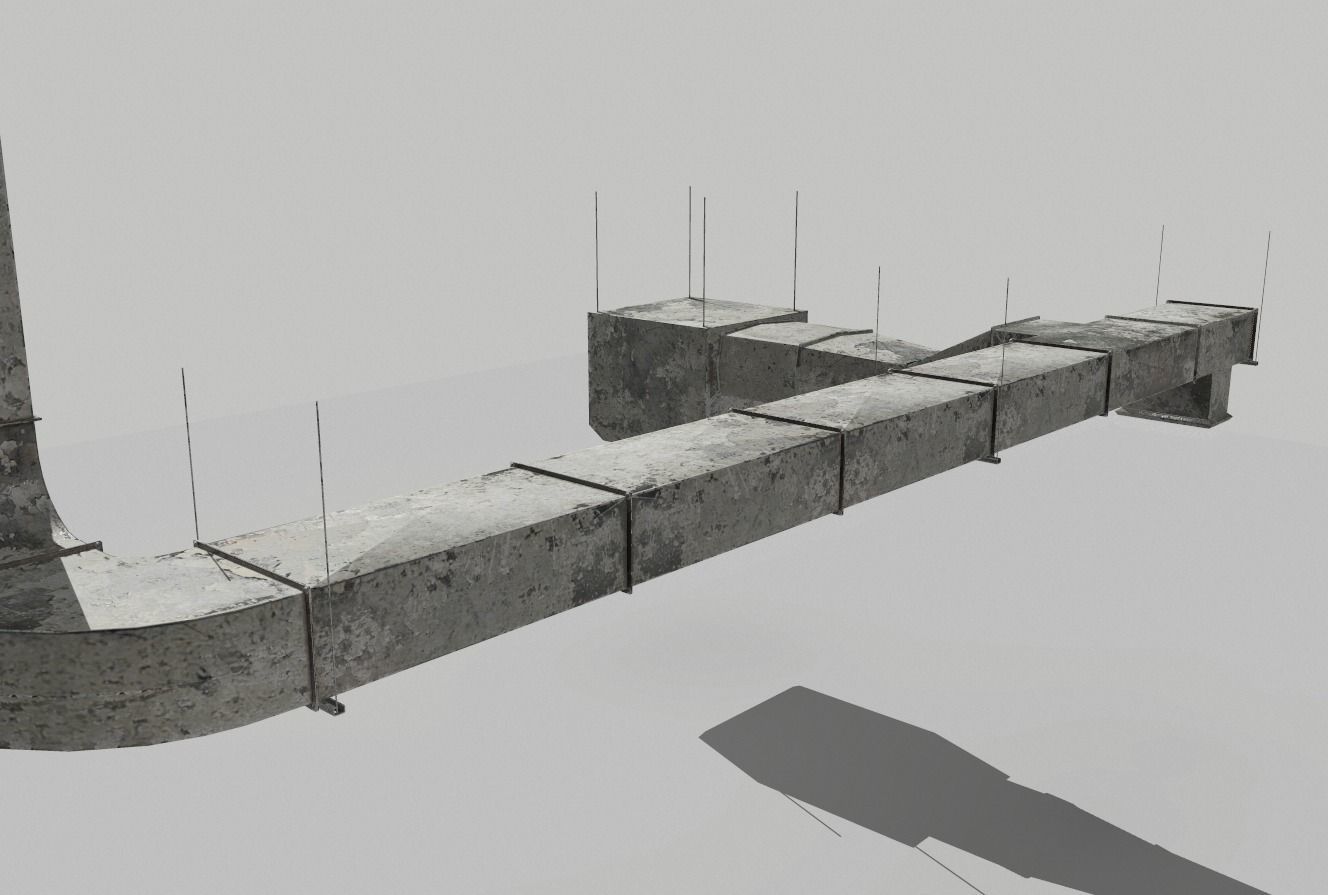 Old Air ducts modular ventilation system Low-poly 3D model_4