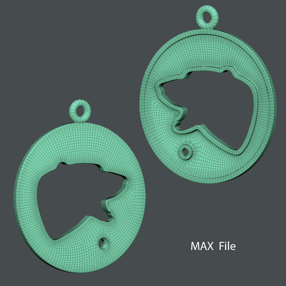 Domed Bear Pendant design 3D print model_5