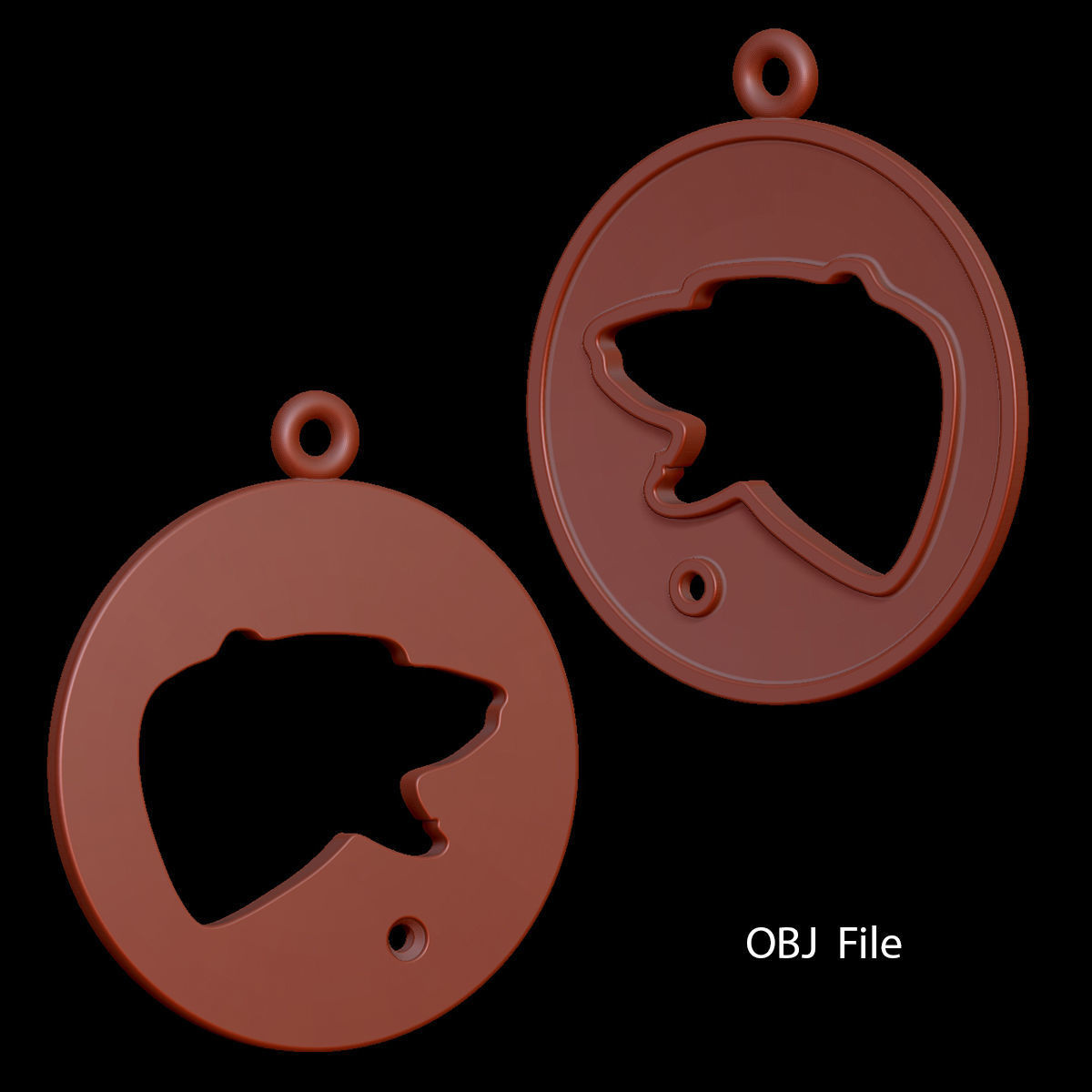 Domed Bear Pendant design 3D print model_3
