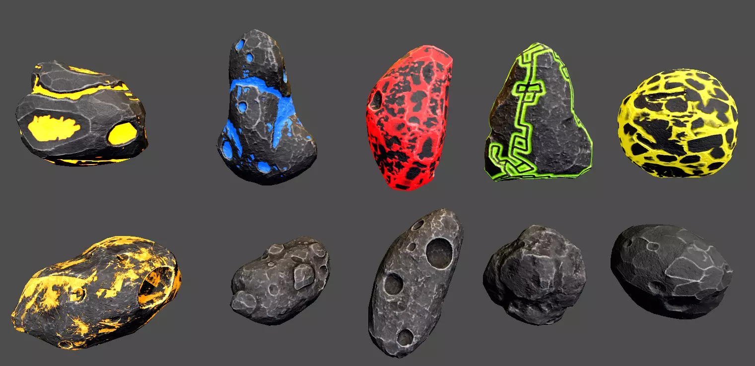 Asteroids -Meteorite PBR Low-poly 3D model Low-poly 3D model_0