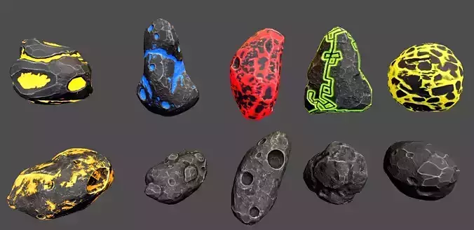 Asteroids -Meteorite PBR Low-poly 3D model Low-poly 3D model