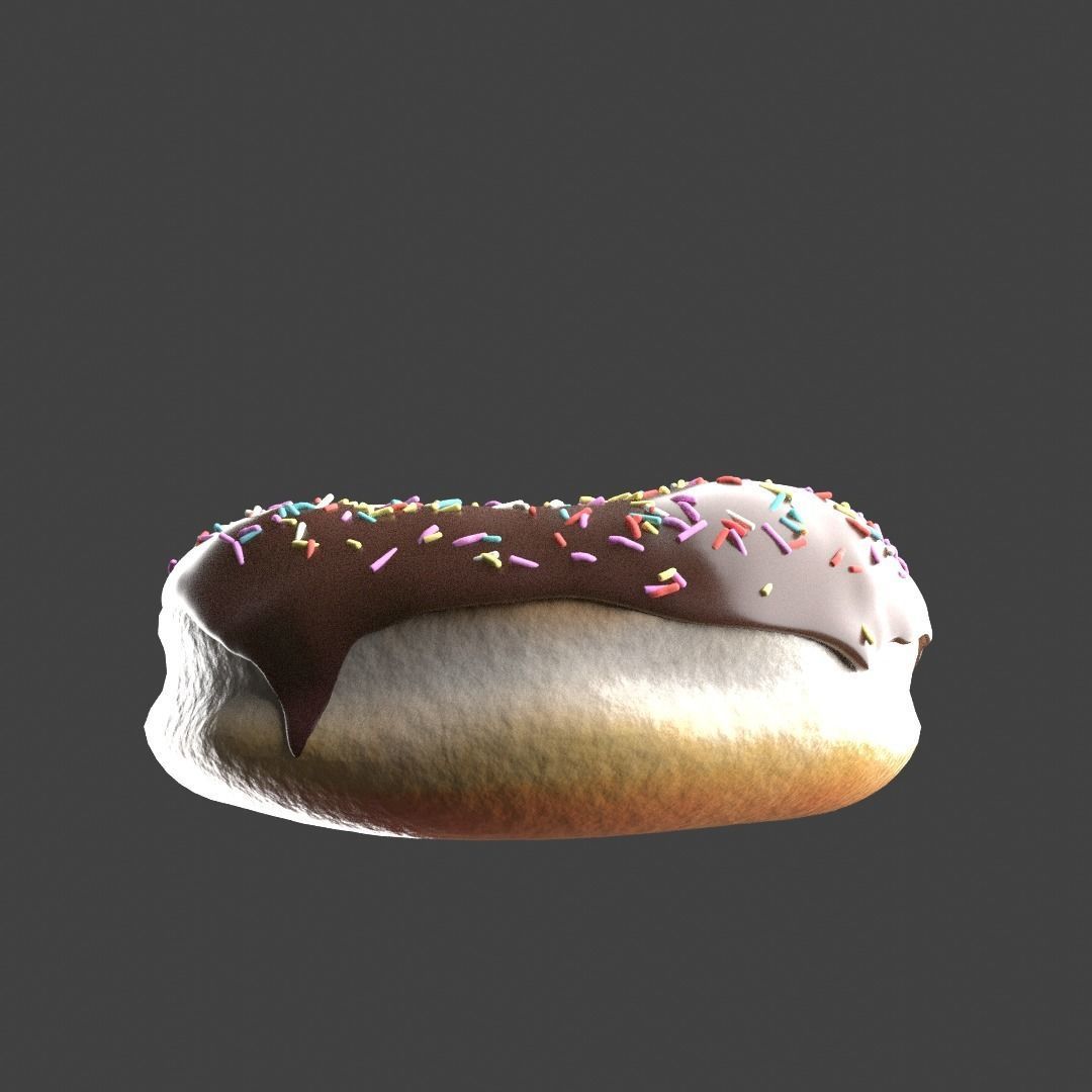 Photorealistic Chocolate Donut with Multicolor Sprinkles 3D model_2