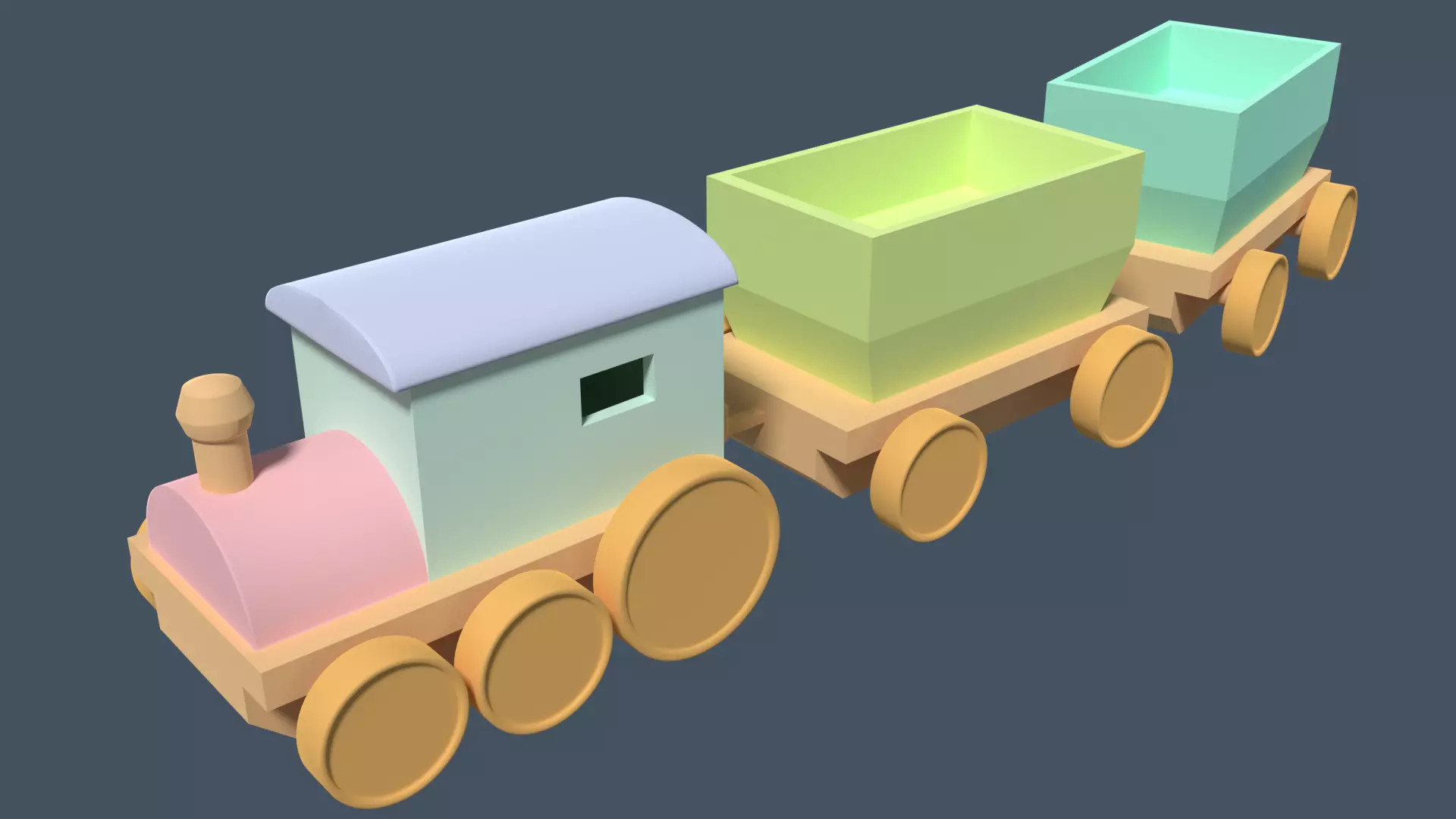 Toy Train Low-poly 3D model