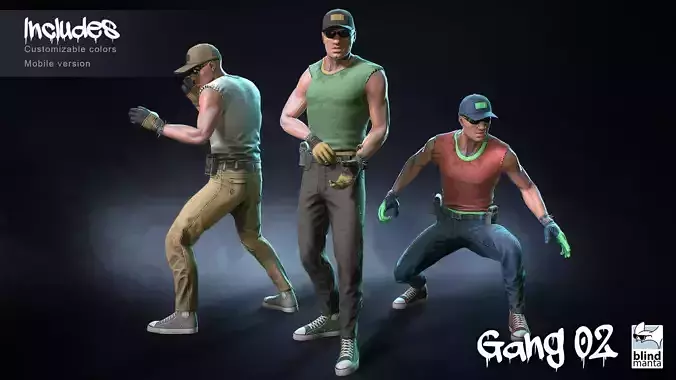 Male Gang 02 Low-poly 3D model