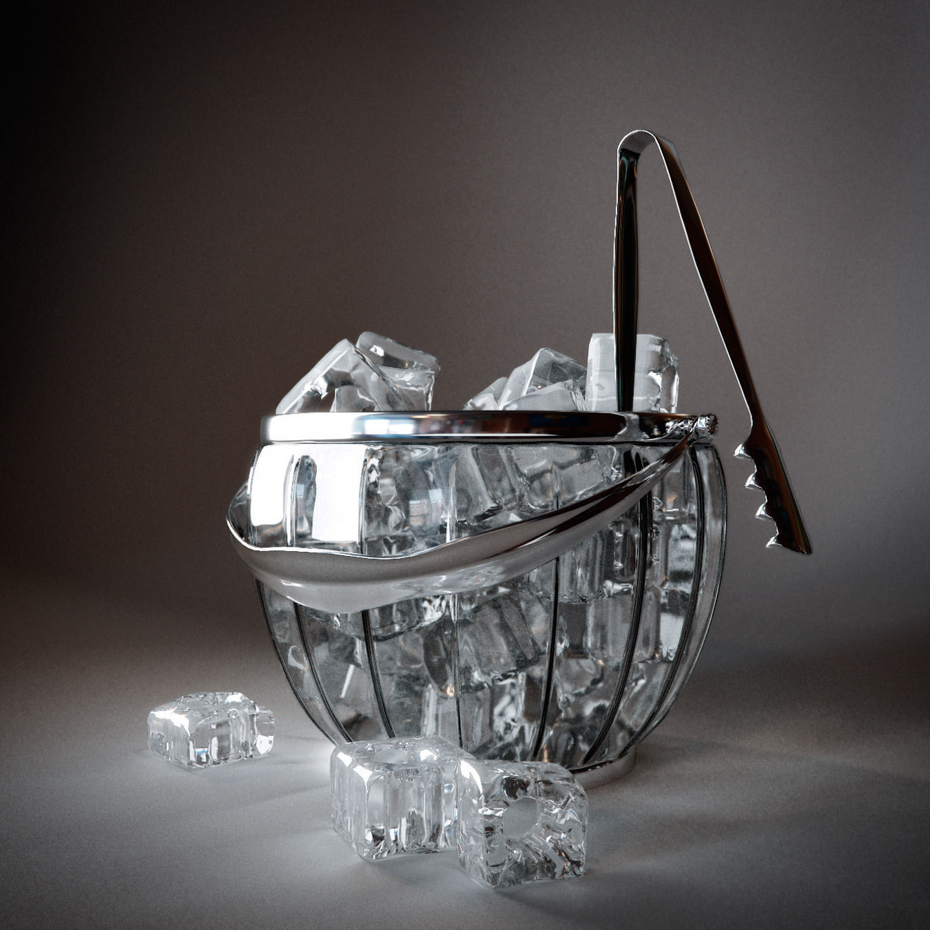 Whiskey set with bucket for ice 3D model_11