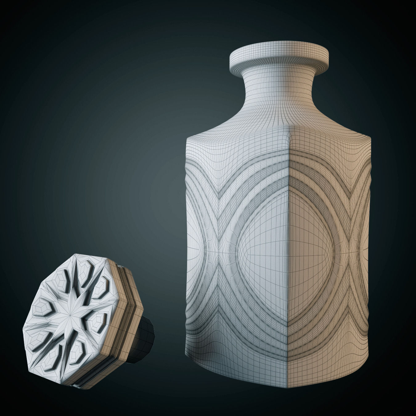 Whiskey set with bucket for ice 3D model_7