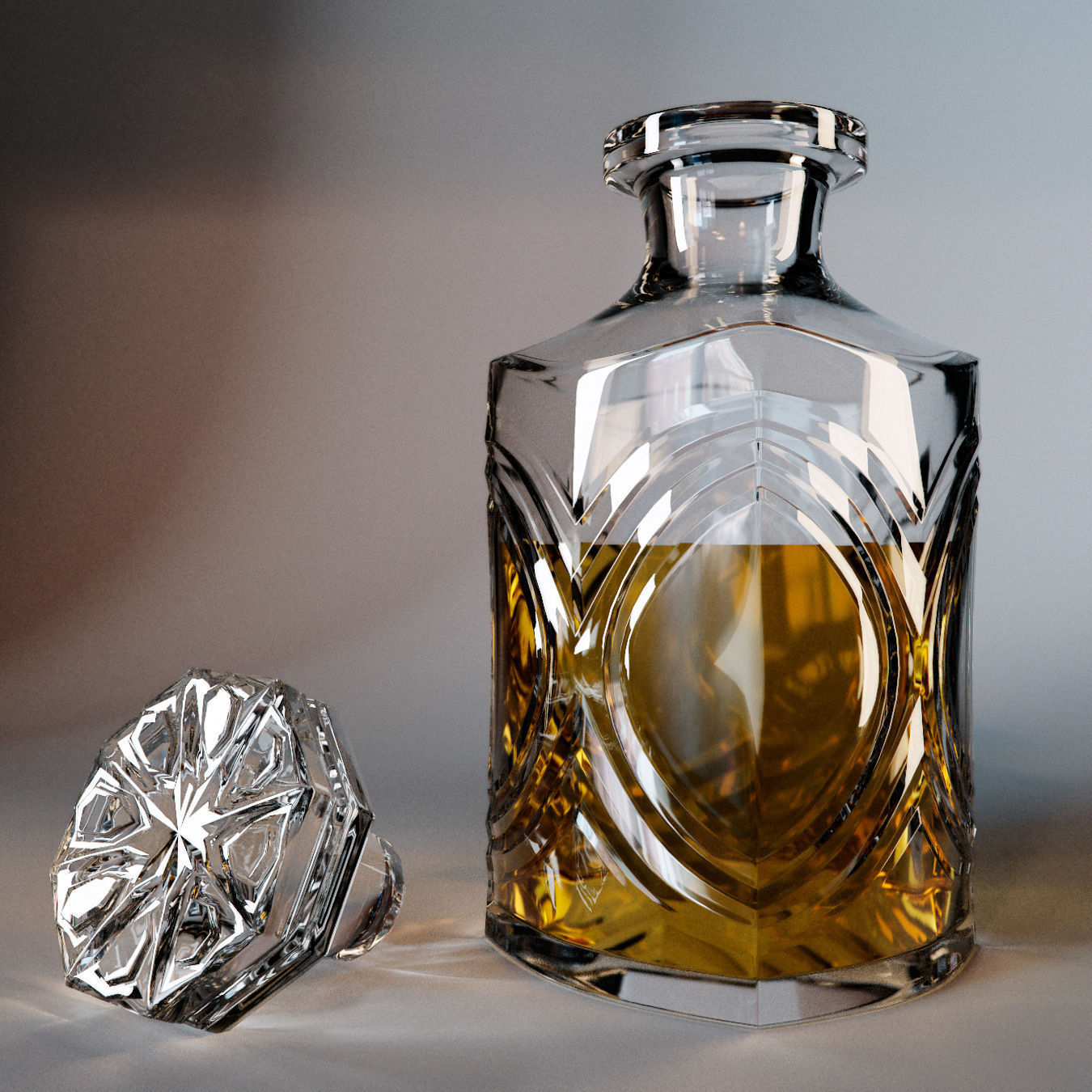 Whiskey set with bucket for ice 3D model_5