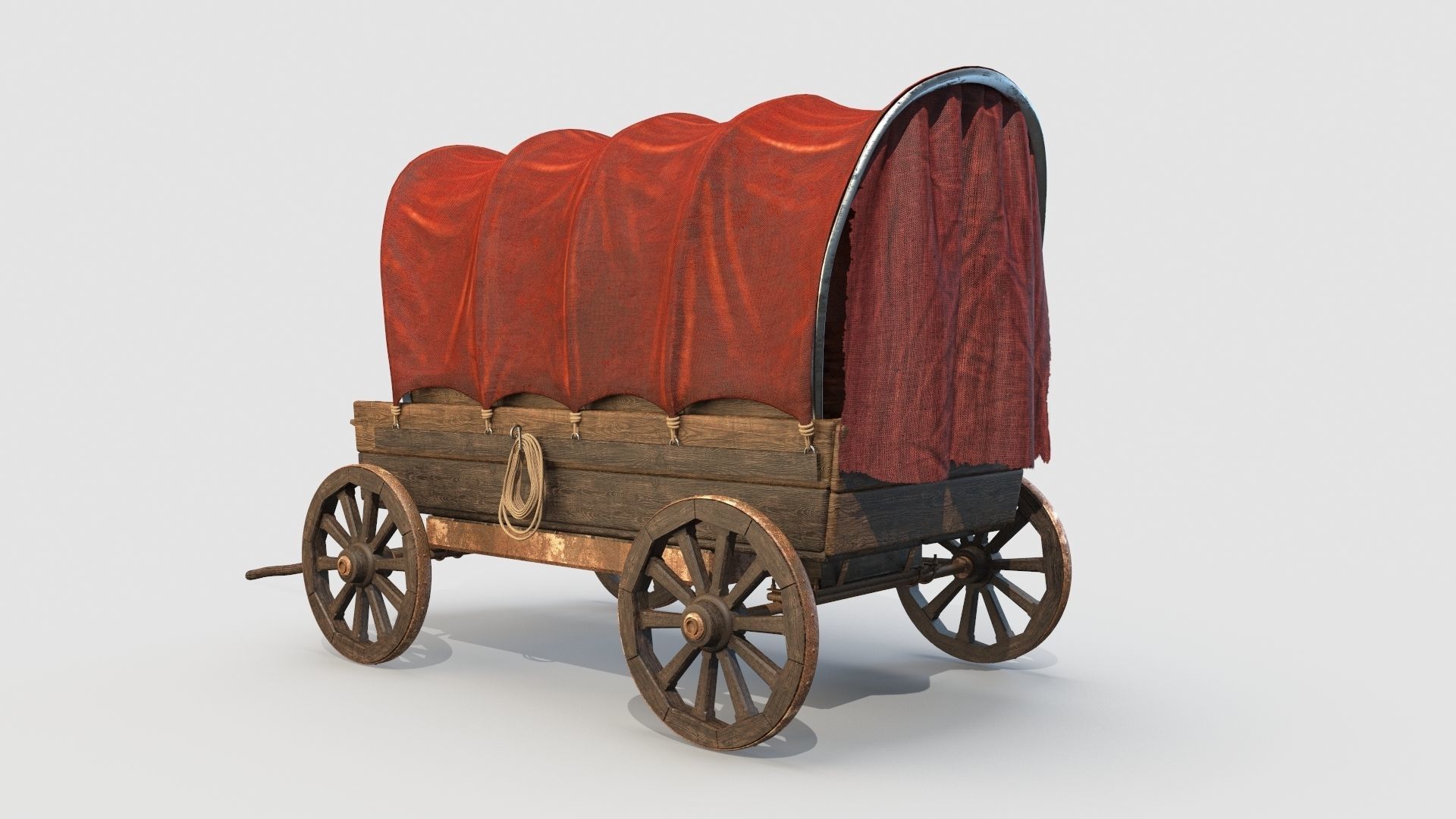 Wooden Covered Cart 3D Model 3D model_2