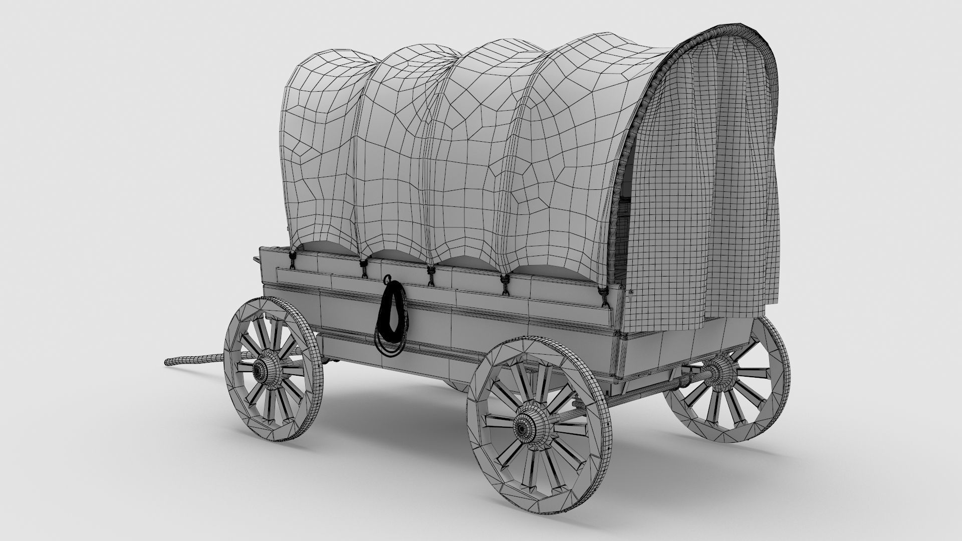 Wooden Covered Cart 3D Model 3D model_11