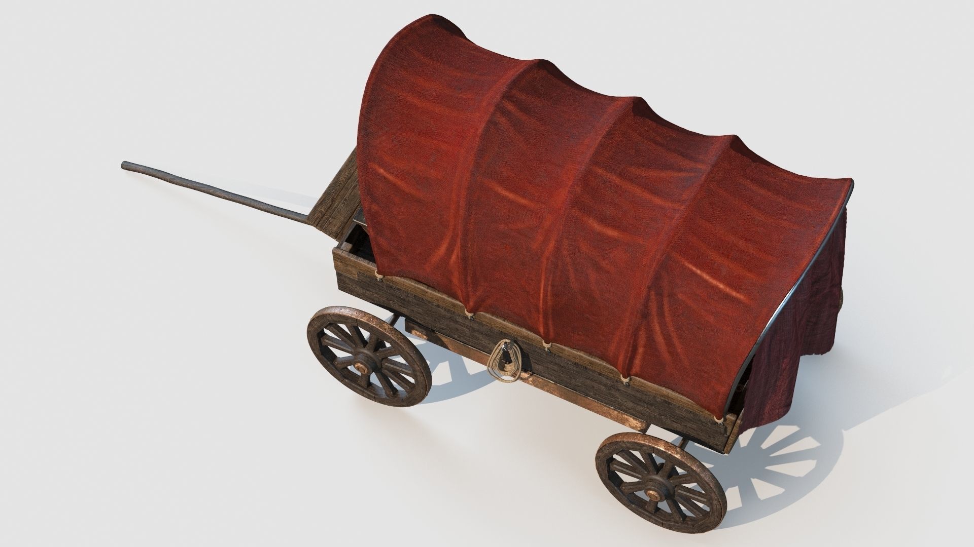 Wooden Covered Cart 3D Model 3D model_6