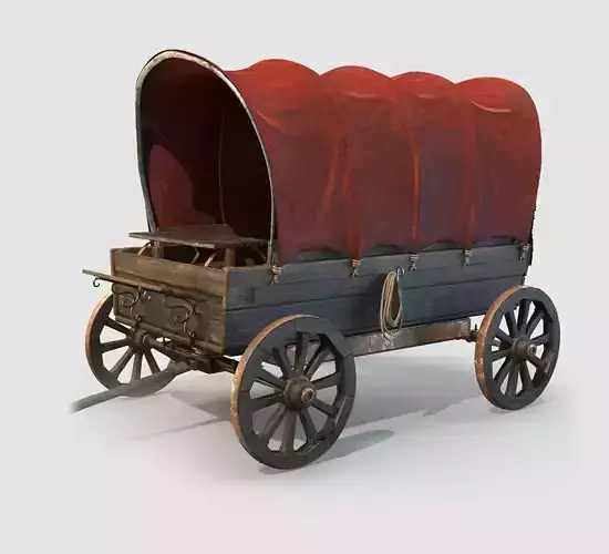 Wooden Covered Cart 3D Model