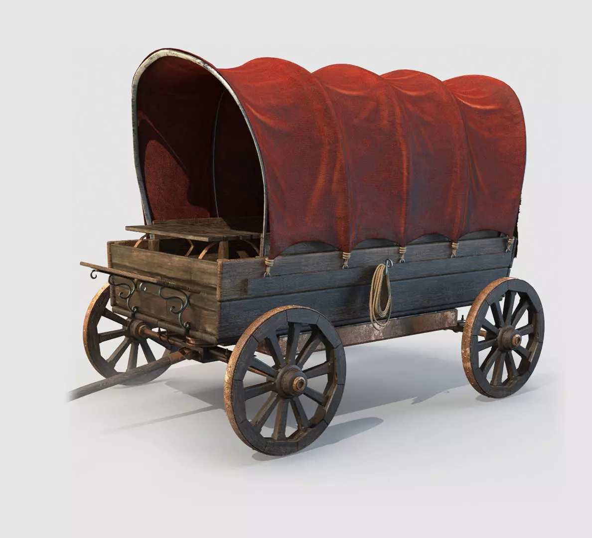 Wooden Covered Cart 3D Model 3D model_0