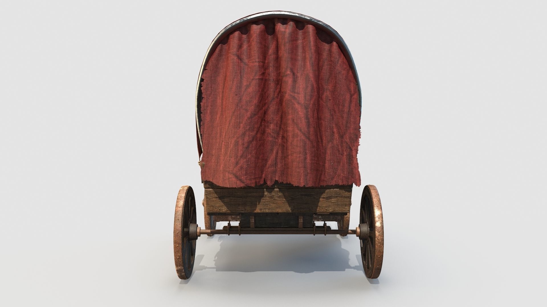 Wooden Covered Cart 3D Model 3D model_5