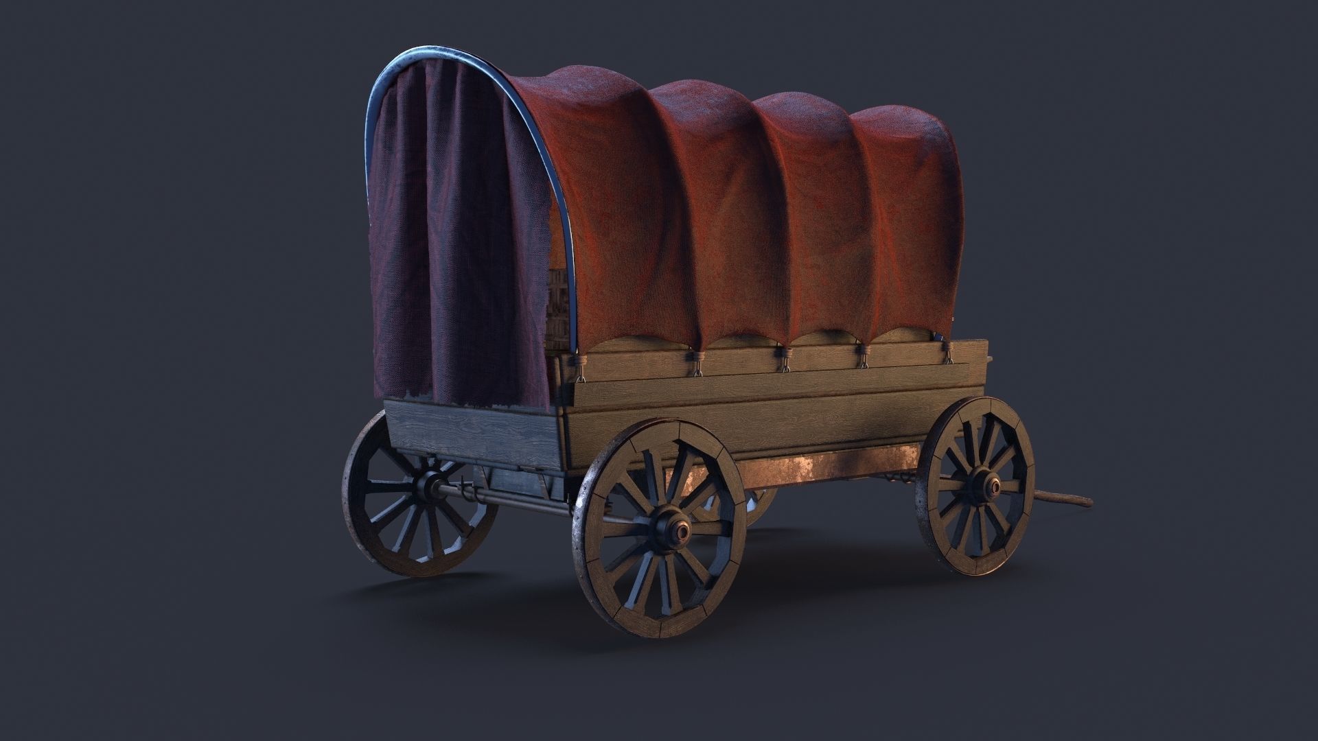 Wooden Covered Cart 3D Model 3D model_8
