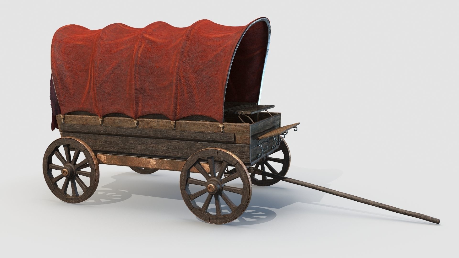 Wooden Covered Cart 3D Model 3D model_3