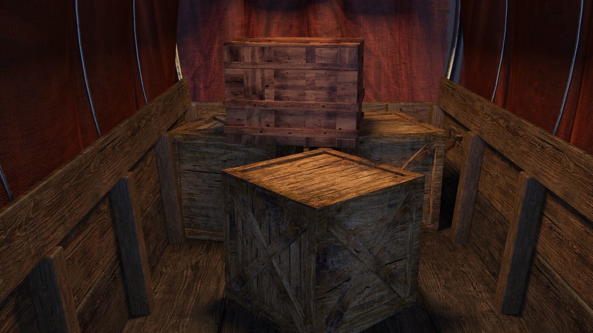 Wooden Covered Cart 3D Model 3D model_9