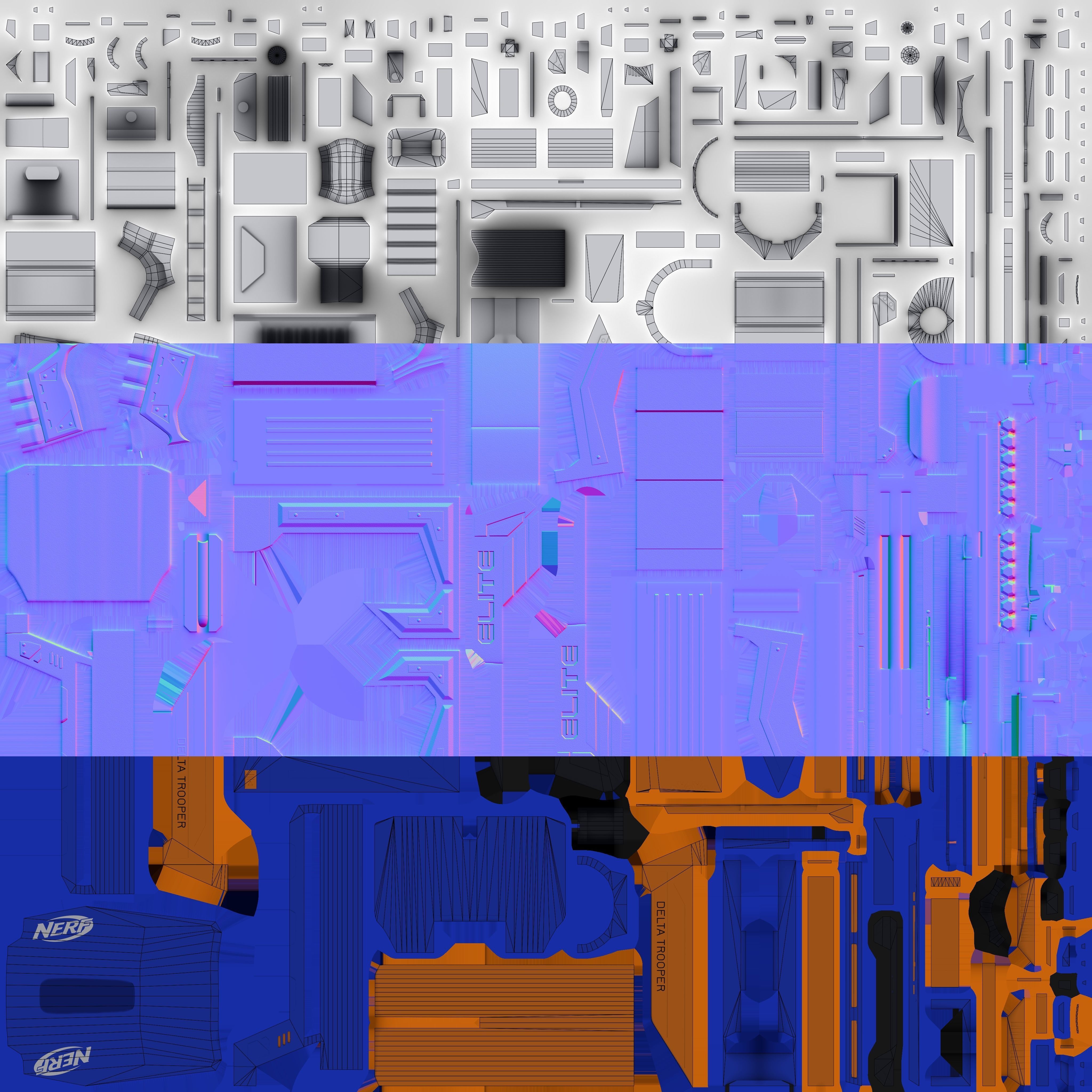 Blaster Nerf Low-poly 3D model_14