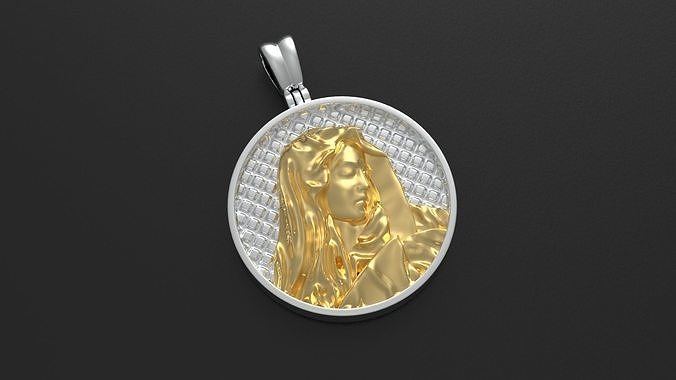 St Mary Pendant Necklace bas-relief 3D print model