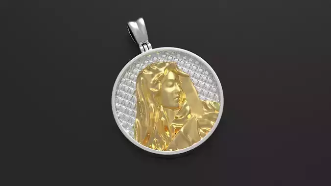 St Mary Pendant Necklace bas-relief