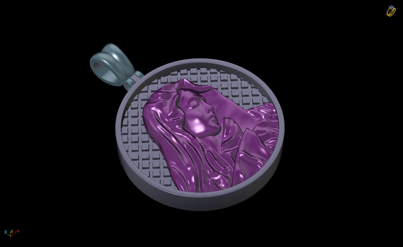 St Mary Pendant Necklace bas-relief 3D print model_3