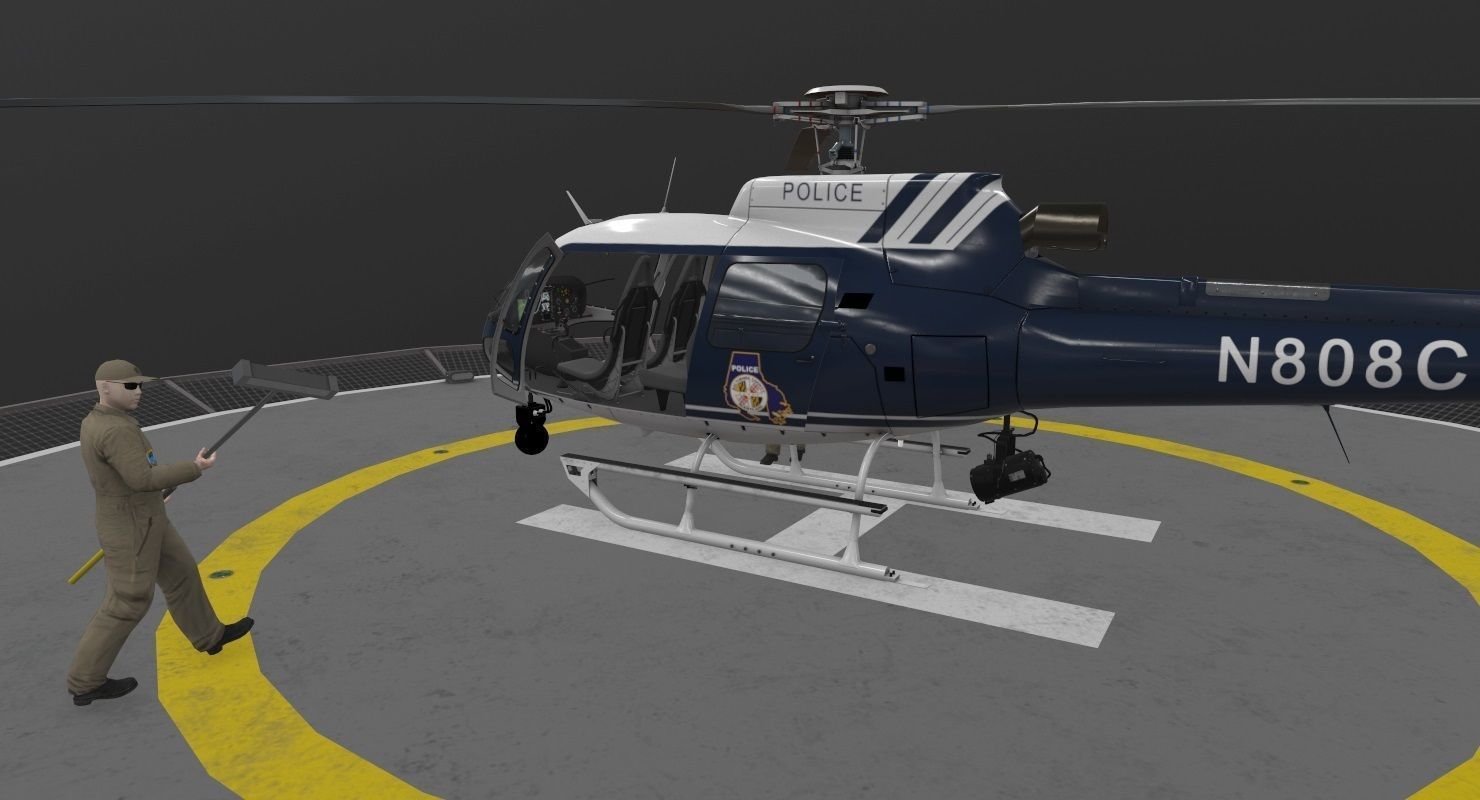 AS-350 Baltimore County Police Animated Low-poly 3D model_14