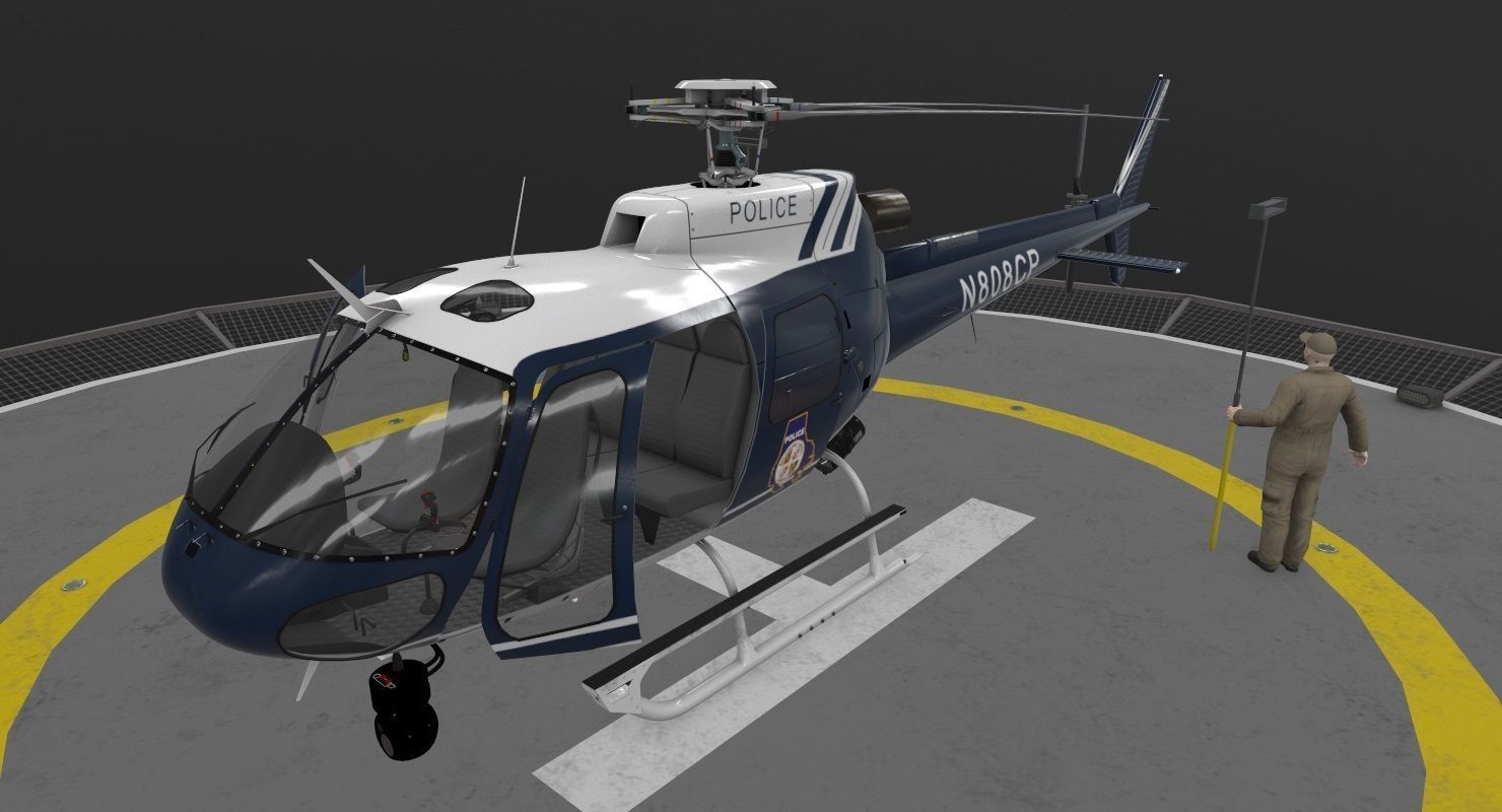 AS-350 Baltimore County Police Animated Low-poly 3D model_2