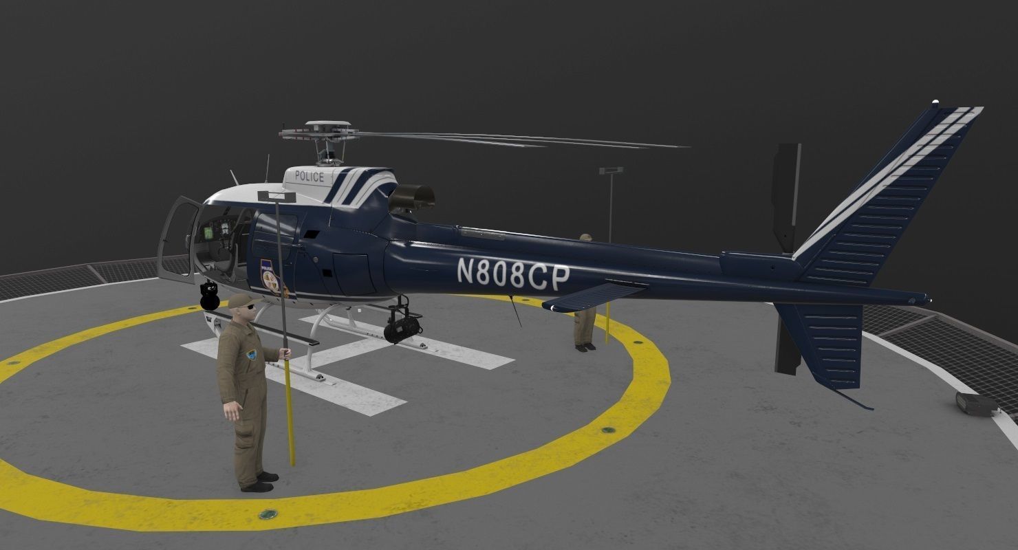 AS-350 Baltimore County Police Animated Low-poly 3D model_3