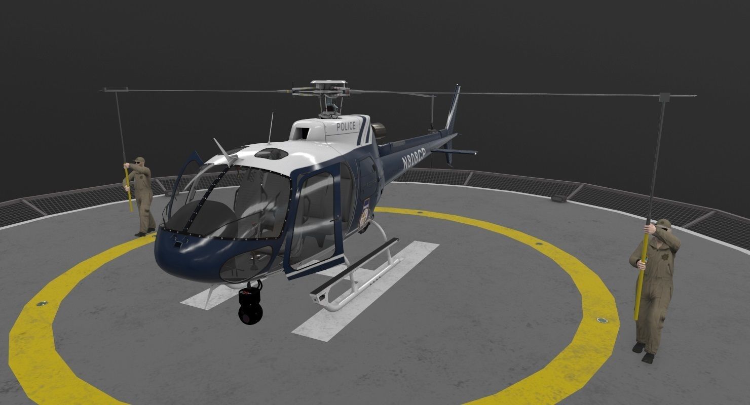 AS-350 Baltimore County Police Animated Low-poly 3D model_11