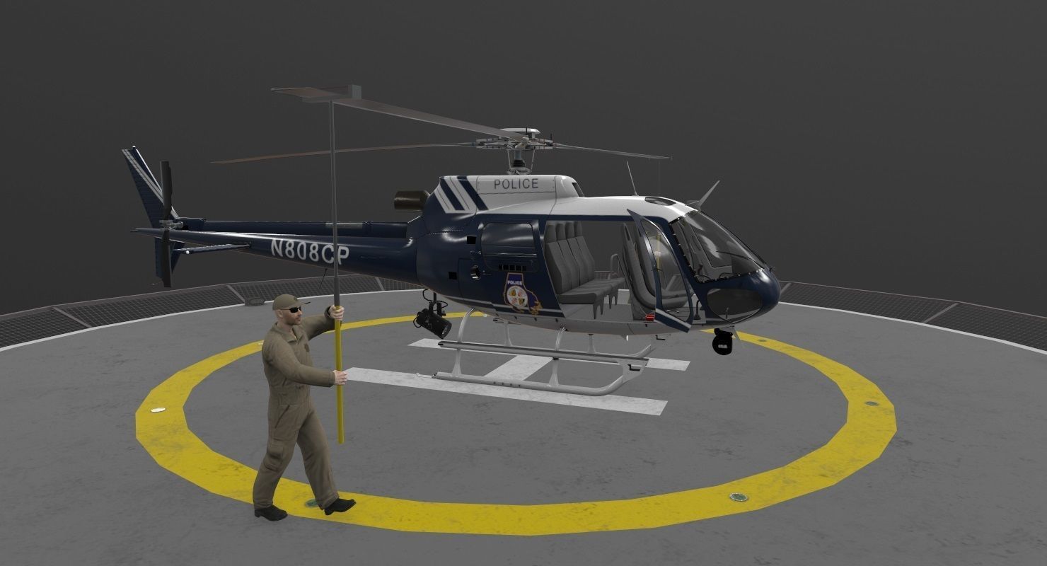 AS-350 Baltimore County Police Animated Low-poly 3D model_12