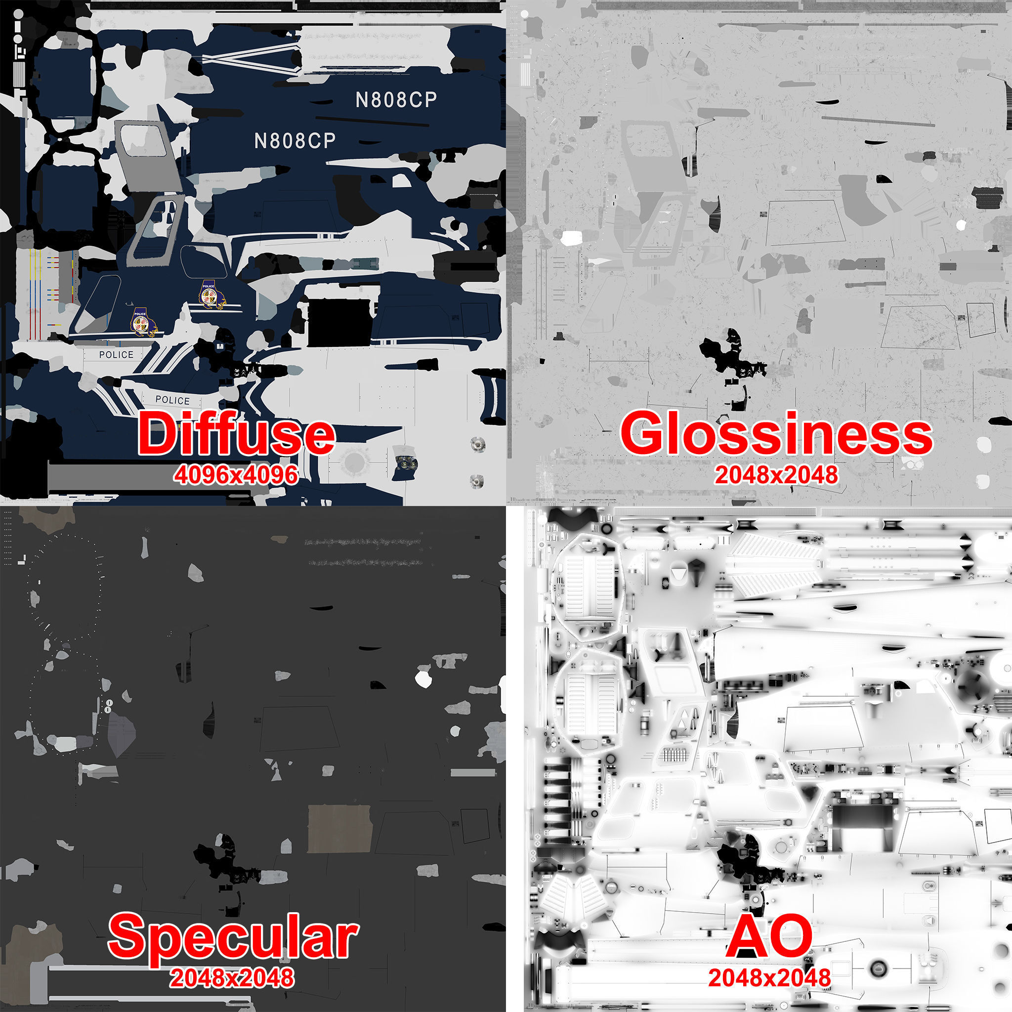 AS-350 Baltimore County Police Animated Low-poly 3D model_22