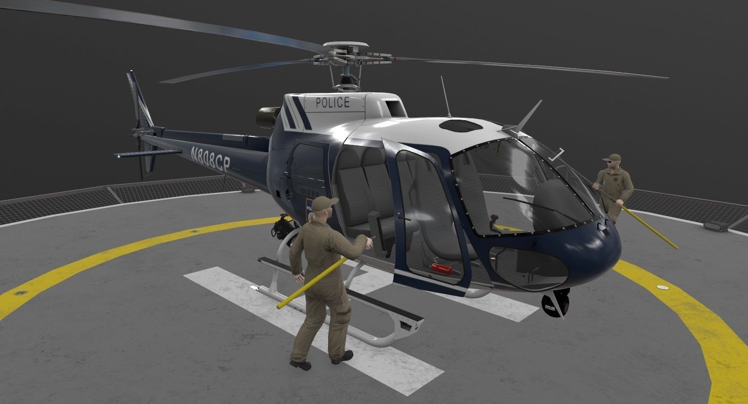 AS-350 Baltimore County Police Animated Low-poly 3D model_13