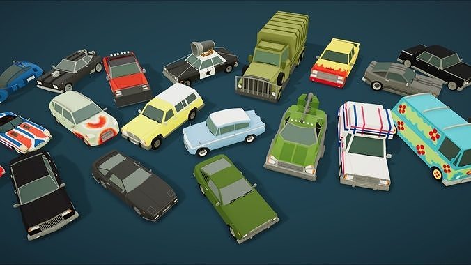 Cartoon Vehicles Pack 2  Low Poly Cars 20 Cars Low-poly 3D model