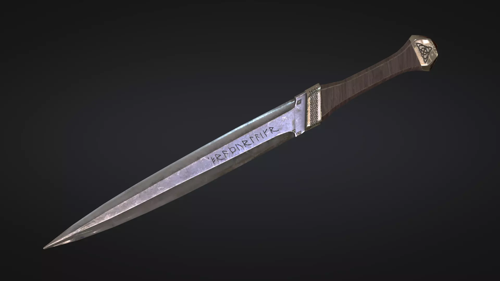 Viking knife Low-poly 3D model_0